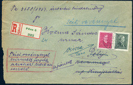 PÉCS 1937. Érdekes, Tértivevényes Pélyről Visszaküldött Levél Arcképek 70+20f Rel  /  1937 Interesting Return Receipt Re - Covers & Documents