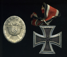 NÉMET Kitüntetés 2db (Vaskereszt,Sebesülés)  /  GERMAN Decoration 2 Iron Cross, Wounded - Militair & Leger