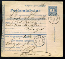 NADRÁG 1877. Díjjegyes Postautalvány Lugosra Küldve  /  1877 Stationery Postal Money Order To Lugos - Used Stamps