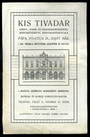 PÁPA 1916. Kis Tivadar, Könyv,papírkereskedés, Dekoratív Céges Számla  /  1916 Book Store Decorative Corp. Bill - Unclassified