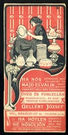 SZÁMOLÓ CÉDULA  Régi Reklám Grafika , Gellért üveg és Porcellán  /  COUNTING CARD Vintage Adv. Graphics, Gellért Glass A - Zonder Classificatie