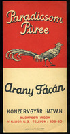 SZÁMOLÓ CÉDULA  Régi Reklám Grafika , Hatvan Konzervgyár  /  COUNTING CARD Vintage Adv. Graphics, Hatvan Can Factory - Zonder Classificatie
