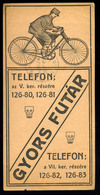 SZÁMOLÓ CÉDULA  Régi Reklám Grafika , Gyorsfutár, Kerékpár  /  COUNTING CARD Vintage Adv. Graphics, Bicycle Dispach - Unclassified