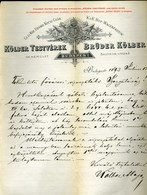 BUDAPEST 1893. Kölber Testvérek Udvari Kocsi Gyár, Fejléces Céges Levél, Kölber Alajos  /  Köbler Brothers Court Wagon F - Unclassified