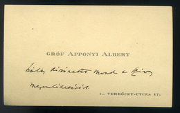 Gróf Apponyi Albert  Névjegykártya, Autográf Sorokkal  /  Count Albert Apponyi Business Card With Autograph Lines - Unclassified