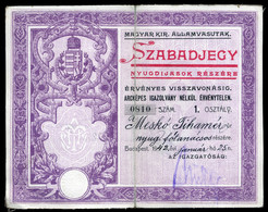 MÁV I. O. Szabadjegy 1942  /  Hun. Roy. Rail Free Ticket - Zonder Classificatie