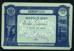 HAJÓZÁSI KLUB Igazoló Jegy 1941.  /  SAIL CLUB Certification Ticket - Unclassified