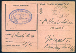II.VH 1940. Tábori Posta Levlap Kiss Ernő Altábornagy' 9. Honvéd Kerékpáros Zászlóalj Bélyegzéssel  /  WW II. 1940 FPO P - Covers & Documents