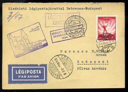 DEBRECEN 1934.Alkalmi Légi Levlap Budapestre Küldve  /  1934 Spec. Airmail P.card To Budapest - Covers & Documents