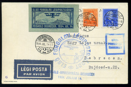 MISKOLC 1934.Alkalmi Légi LevlapDebrecenbe Küldve  /  1934 Spec Airmail P.card To Debrecen - Covers & Documents