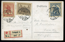 BUDAPEST 1920. Ajánlott Képeslap Hadifogoly Sorral Bécsbe  /  1920 Reg. Vintage Pic. P.card POW Line To Vienna - Covers & Documents