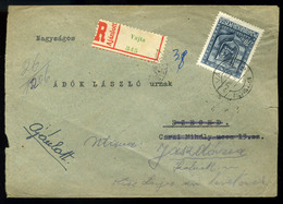 VAJTA 1943. Ajánlott, Levél Egybélyeges Hadigondozás 70f Bérmentesítéssel  /  Reg. Letter Single Stamp Military Care 70f - Covers & Documents