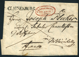 KOLOZSVÁR 1837. Franco Levél, Tartalommal , "CLAUSENBURG" Vonal és Piros "CLAUSENBURG/FRANCO" Bélyegzésekkel Marosvásárh - ...-1867 Prephilately