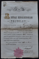 1866. Budai Kereskedelmi Testület , Engedély Herrman Vilmos Részére Papír és Rajzeszköz Kereskedés Nyitására.Ritka Dokum - Zonder Classificatie