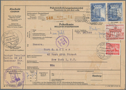 Berlin: 3 U. Paar 5 DM Bauten Mit 20 Pf. Bauten Erg.-Wert 1953 Zusammen Auf Übersee-Paketkarte Ab Be - Covers & Documents