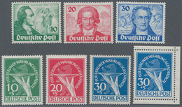 Berlin: 1949, Goethe 10 - 30Pfg., Währungsgeschädigte 10 - 30 Pfg. Sowie 30 Pfg. Aus Block Mit Platt - Covers & Documents