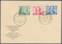 Berlin: 1949, 10-30 Pfg. Goethe Komplett Auf Unbeschriftetem, Amtlichen Schmuckumschlag Mit Ersttags - Covers & Documents