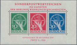 Berlin: 1949, Währungsgeschädigtenblock Postfrisch, Fotoattest Schlegel BPP (1992) Echt, Originalgum - Briefe U. Dokumente