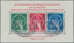 Berlin: 1949, Währungsgeschädigten Blockausgabe Mit 2x Sauberer Sonderstempel, Im Unterrand Kleine A - Lettres & Documents