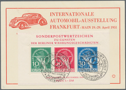 Berlin: 1949, Währungsgeschädigten Blockausgabe Mit Sonderstempel "I.A.A. FRANKFURT/Main 1951" Auf U - Briefe U. Dokumente