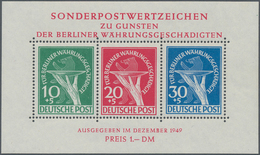 Berlin: 1949, Währungsgeschädigten Blockausgabe Mit 2-facher ABART "C Gebrochen" + "zusätzl. Schraff - Briefe U. Dokumente