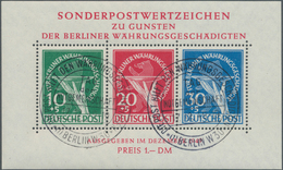 Berlin: 1949, Blockausgabe „Für Berliner Währungsgeschädigte” Mit ESST Vom 17.12.49 Und Vollem Origi - Lettres & Documents