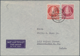 Berlin: 1952, Luftpostbrief Ab BERLIN-CHARLOTTENBURG 2 Frankiert Mit 20 Und 40 Pfg. Glocke Rechts Na - Briefe U. Dokumente