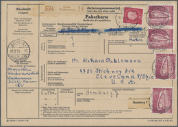 Berlin: 3 DM Stadtbilder 4 St. (dabei Paar) U. 20 Pf. Heuss Medallion Zusammen Auf Übersee-Paketkart - Covers & Documents