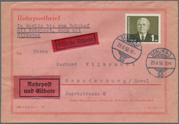 Berlin - Rohrpost: DDR 1 DM Pieck 1953 Als EF Auf Eil-Rohrpostbf. Ab Berlin NO 55 Vom 29.8.56 Nach B - Autres & Non Classés