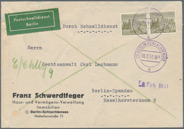 Berlin - Postschnelldienst: 50 Pf. Bauten Im Paar Als MeF Auf Postschnelldienstbf. 2. Gewichtsstufe - Lettres & Documents