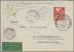 Berlin - Postschnelldienst: 1 DM Grünaufdruck Als EF Auf Postschnelldienstbf. Von Berlin-Charlottenb - Lettres & Documents