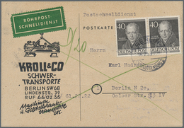 Berlin - Postschnelldienst: 40 Pf. Männer I Im Paar Als MeF Auf Postschnelldienskarte Von Berlin-Cha - Covers & Documents
