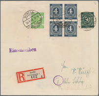 Berlin - Besonderheiten: 4(4er-Block) U. 50 Pf. Ziffer Mit 10 Pf. Arbeiter Auf Orts-R-Bf. Von Berlin - Other & Unclassified