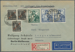Berlin - Besonderheiten: 1949: Auslandsbrief Einschreiben, LUFTPOST Nur Deutschland ( 30 + 40 R, 5 L - Autres & Non Classés