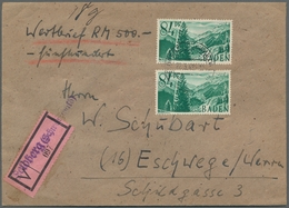 Französische Zone - Baden: 1947, "84 Pfg. 1. Ausgabe", Zwei Werte Als Seltene Portorichtige MeF Auf - Sonstige & Ohne Zuordnung