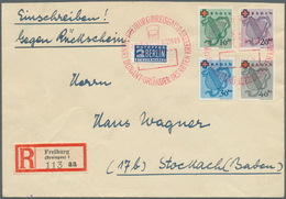 Französische Zone - Baden: 1949, 10 Pfg. Bis 40 Pfg. Rotes Kreuz Komplett Mit Rotem SST "FREIBURG 7. - Sonstige & Ohne Zuordnung