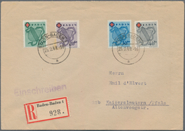 Französische Zone - Baden: 1949. R-Brief Mit Kpl. Rotes Kreuz Mit Ersttagsstempel "Baden-Baden 25.2. - Other & Unclassified