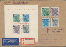 Französische Zone - Baden: 1949. Luftpost-R-Brief Mit Rot-Kreuz-Block Und Kpl. Rot-Kreuz-Satz (gezäh - Sonstige & Ohne Zuordnung