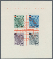 Französische Zone - Baden: 1949, Rotes Kreuz-Block In Type II/IV Mit Rotem Sonderstempel "FREIBURG 8 - Andere & Zonder Classificatie