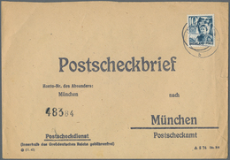 Französische Zone - Rheinland Pfalz: 1947, 10 Pf Winzerin Als EF Auf POSTSCHECKBRIEF Nach München, S - Sonstige & Ohne Zuordnung