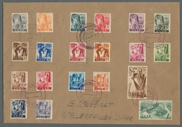 Saarland (1947/56): 1947, "Saar I" Komplett Auf Satzbrief Mit Seltenem Gummistempel "Voudrevange übe - Unused Stamps