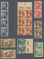 Saarland (1947/56): 1947, "Saar I", Postfrische Zusammenstellung Von Insgesamt 20 Werten Mit Quetsch - Unused Stamps