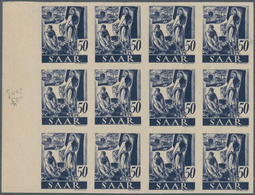Saarland (1947/56): 1947, Freimarken 50 Pf "Saar I" UNGEZÄHNTER ZWÖLFER-BLOCK Postfrisch Vom Linken - Unused Stamps