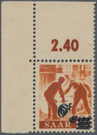 Saarland (1947/56): 1947, 6 Fr. Auf 24 Pfg. Urdruck Mit Doppeltem Aufdruck Aus Der Linken Oberen Bog - Ongebruikt