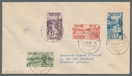 Saarland (1947/56): 1948, "5 Bis 18 Fr.Hochwasserhilfe" Auf Ersttagsbrief Mit SAARBRÜCKEN H 12.10.48 - Ungebraucht