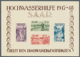 Saarland (1947/56): 1947, Hochwasserblock Ministerdruck Auf Ungummiertem Kartonpapier, Auflage 110 S - Ungebraucht