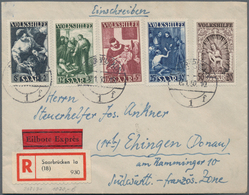 Saarland (1947/56): 1950, VOLKSHILFE 1949, Satzbrief Als Portorechter R-Eilbrief Ab "SAARBRÜCKEN 13. - Ongebruikt