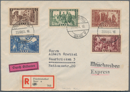 Saarland (1947/56): 1950, Volkshife 8,12 Und 50 Fr. Je Mit Leerfeld Auf Luftpostbrief Nach Buenos Ai - Ungebraucht