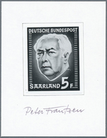 Saarland (1947/56): 1957, Heuss, Künstler-Essay In Abweichender Zeichnung Und Nominalangabe Auf Glan - Unused Stamps