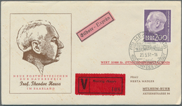 Saarland (1957/59) - OPD Saarbrücken: 1957, "Heuss I Und II"-Partie Von 30 FDC Mit U.a. 3 Kompletten - Used Stamps